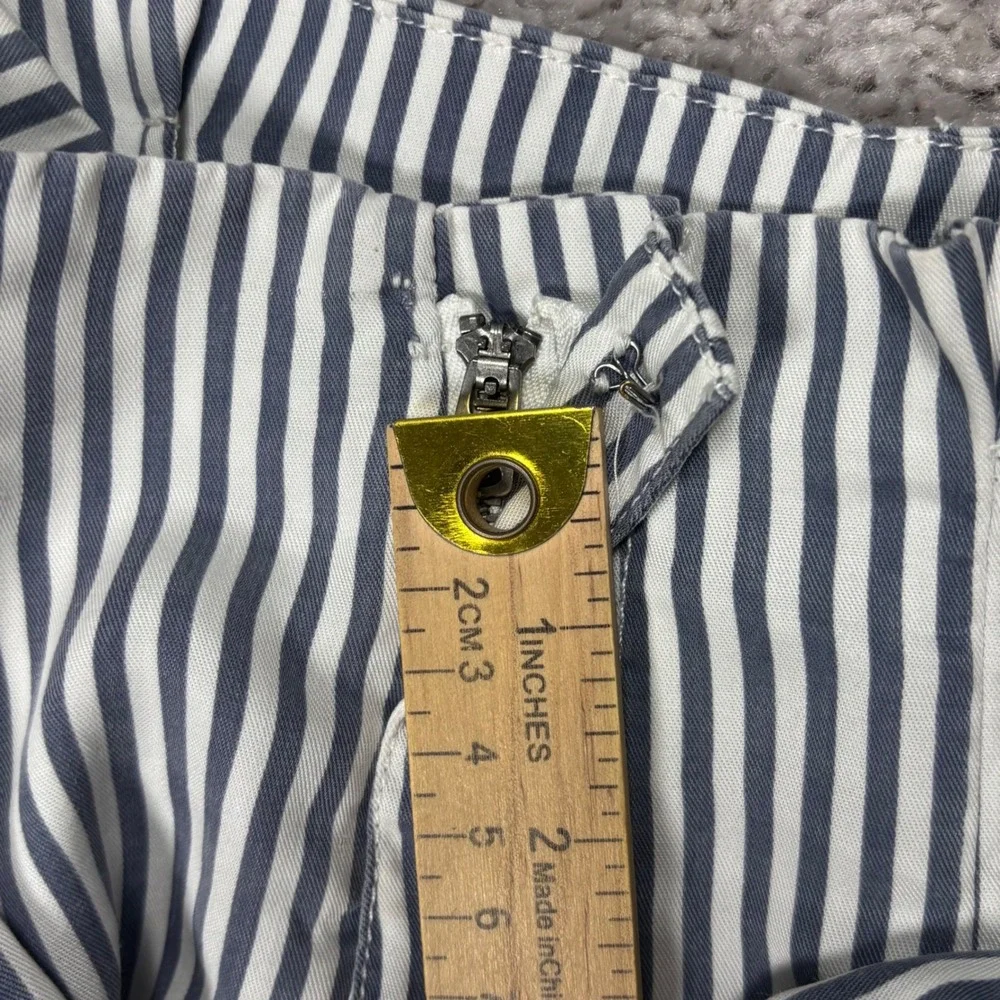 Abercrombie & Fitch Blue White Striped High‎ Rise Paperbag Waist Belted Shorts M